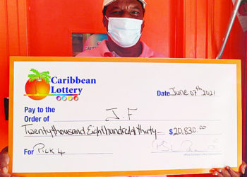 J.F. WINS TWICE WITH THE CARIBBEAN LOTTERY’S  PICK 4 GAME