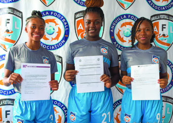 ANGUILLA NATIONAL FOOTBALLERS:  CARLIA JOHNSON, MAIESHA MINETTE AND ADRIANA CONNOR  RECEIVE UNIVERSITY SCHOLARSHIPS