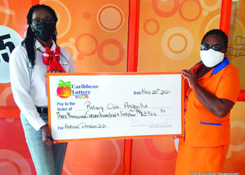 CARIBBEAN LOTTERY GIVES BACK TO WHITE AND YELLOW CROSS CARE FOUNDATION OF ST. MAARTEN AND  ROTARY CLUB OF ANGUILLA