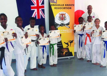 14 ATHLETES BENEFITTED FROM KARATE DEVELOPMENT TRAINING SEMINAR HOSTED BY  THE ANGUILLA KARATE ASSOCIATION (ANKA TIGERS) AND FACILITATED BY SENSEI CAMERON KING OF BARBADOS